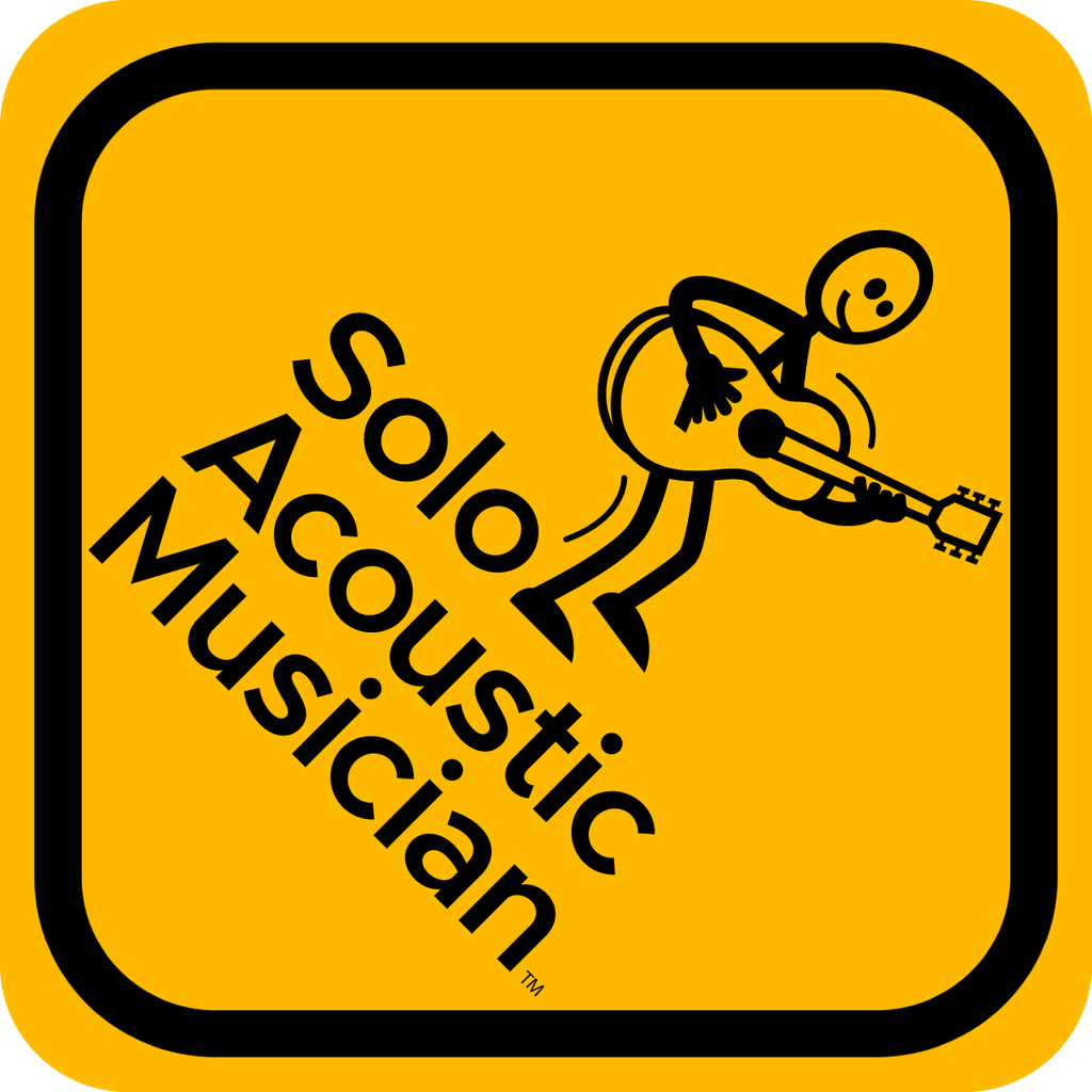 Solo Acoustic Musician Yellow Logo Sticker 4"x4"