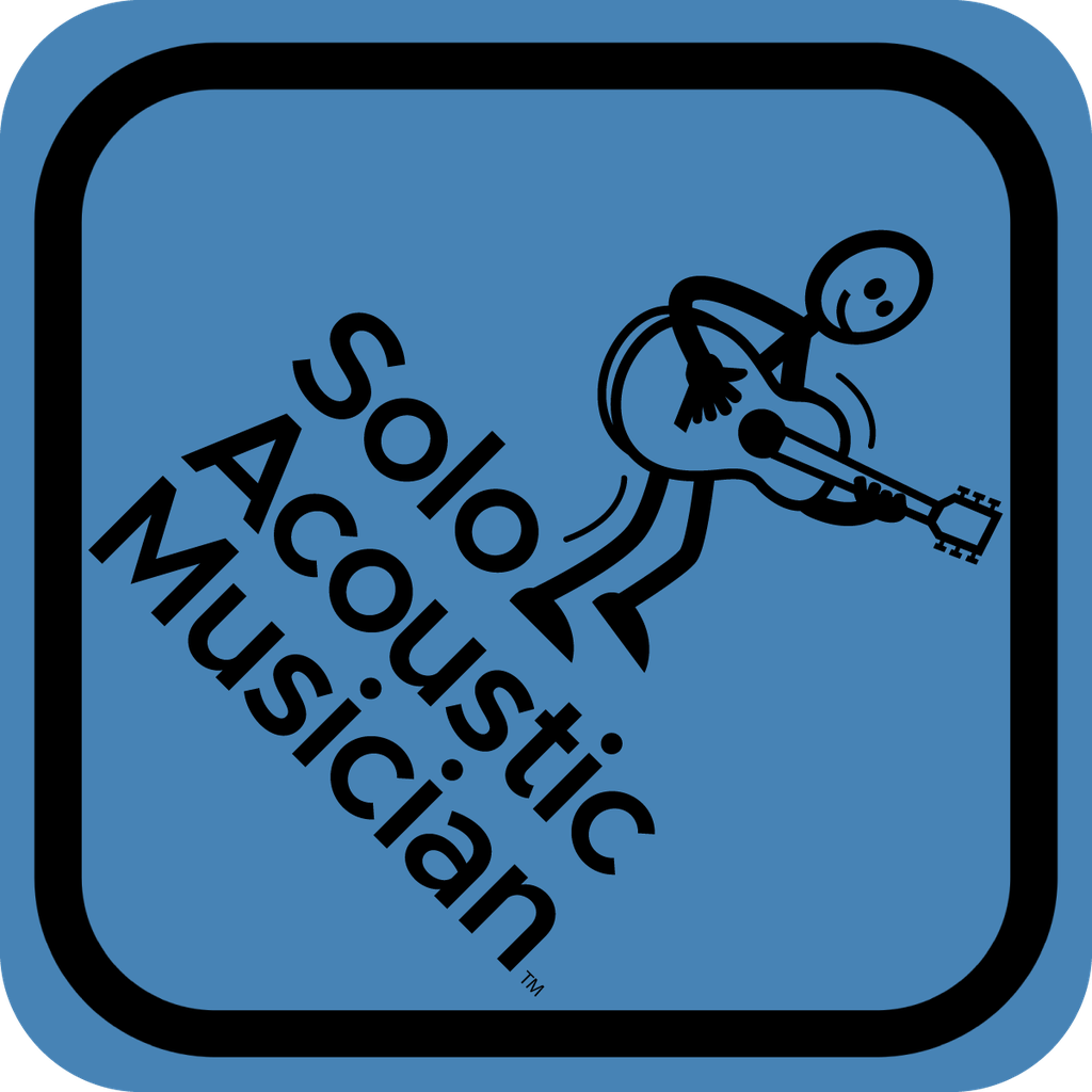 Solo Acoustic Musician Blue Sticker 4"x4"