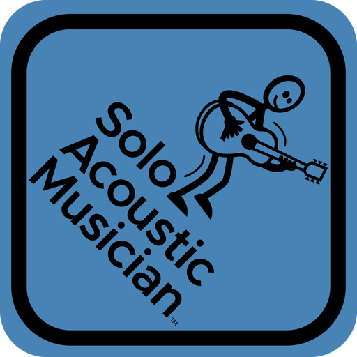 Solo Acoustic Musician Blue Sticker 4"x4"