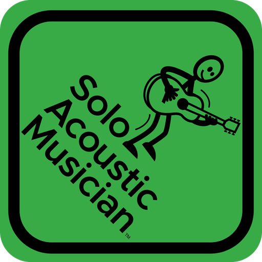 Solo Acoustic Musician Green Sticker 4"x4"