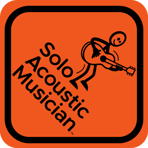 Solo Acoustic Musician Orange Logo Sticker 4"x4"